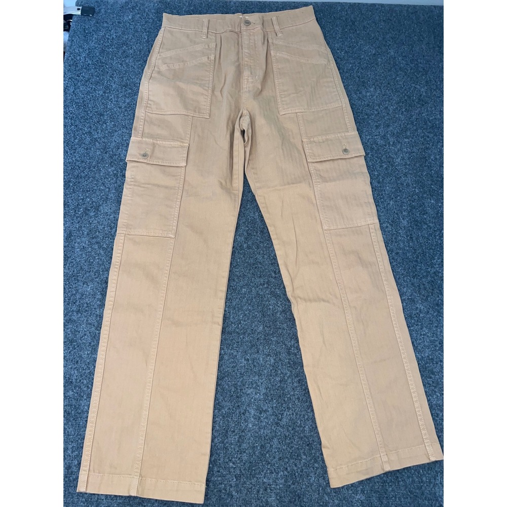 Madewell 90s Straight Cargo Pants Tan Herringbone Cotton Size 28